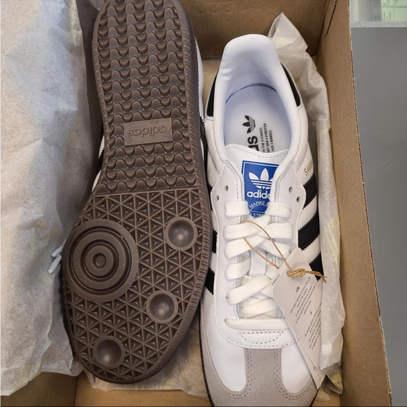 Adidas Samba OG Leather Retro Sneakers White Black New in Box - Picture 7 of 9